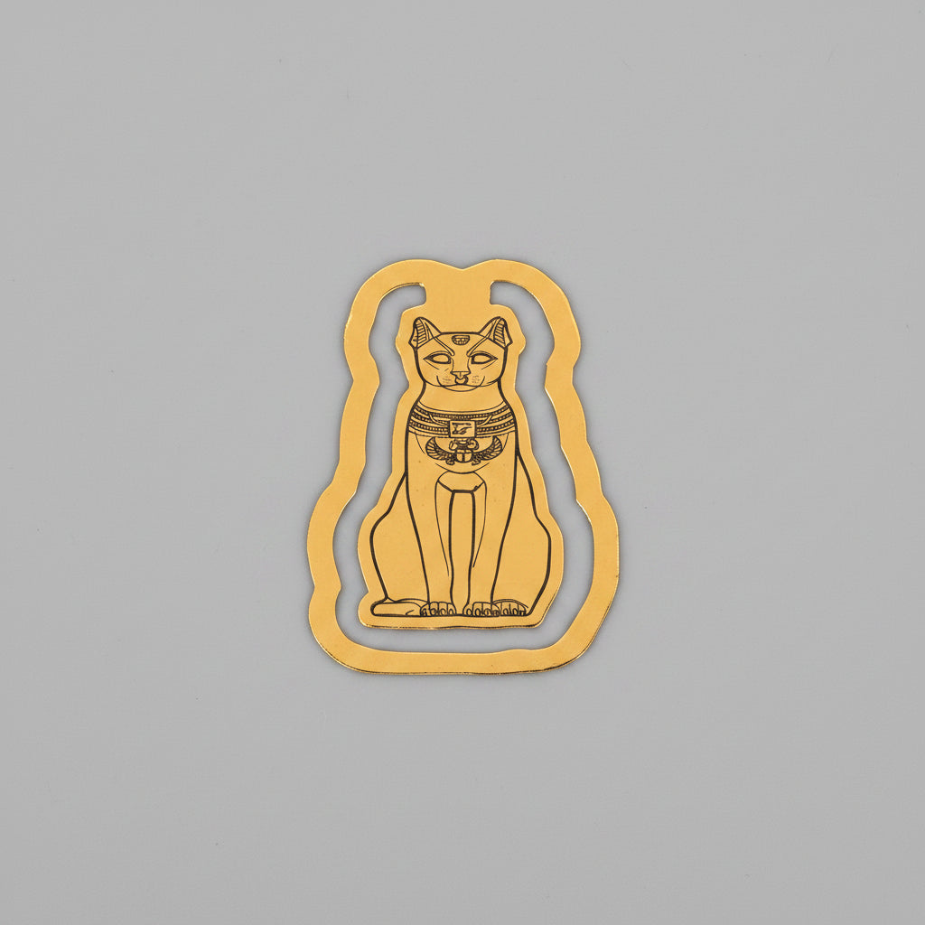 Fair Trade Handcrafted Brass Bookmark in the Shape of the Feline Goddess Bastet, Ancient Egypt Inspired