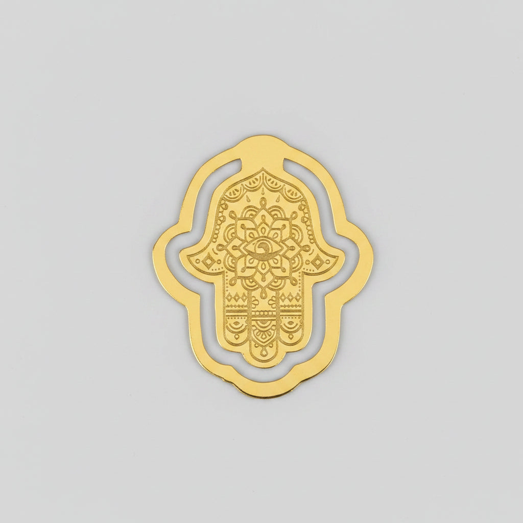 Fair Trade Handcrafted Brass Bookmark in Shape of Hamsa or Khamsa