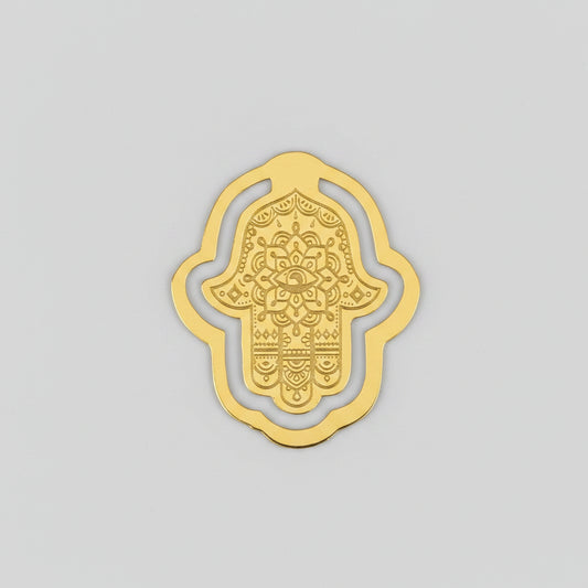 Fair Trade Handcrafted Brass Bookmark in Shape of Hamsa or Khamsa