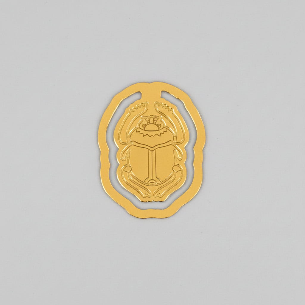 Fair Trade Handcrafted Brass Bookmark in the Shape of an Ancient Egyptian Scarab Amulet