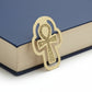 Handmade brass bookmark featuring an Egyptian Ankh cross design with hieroglyphic details