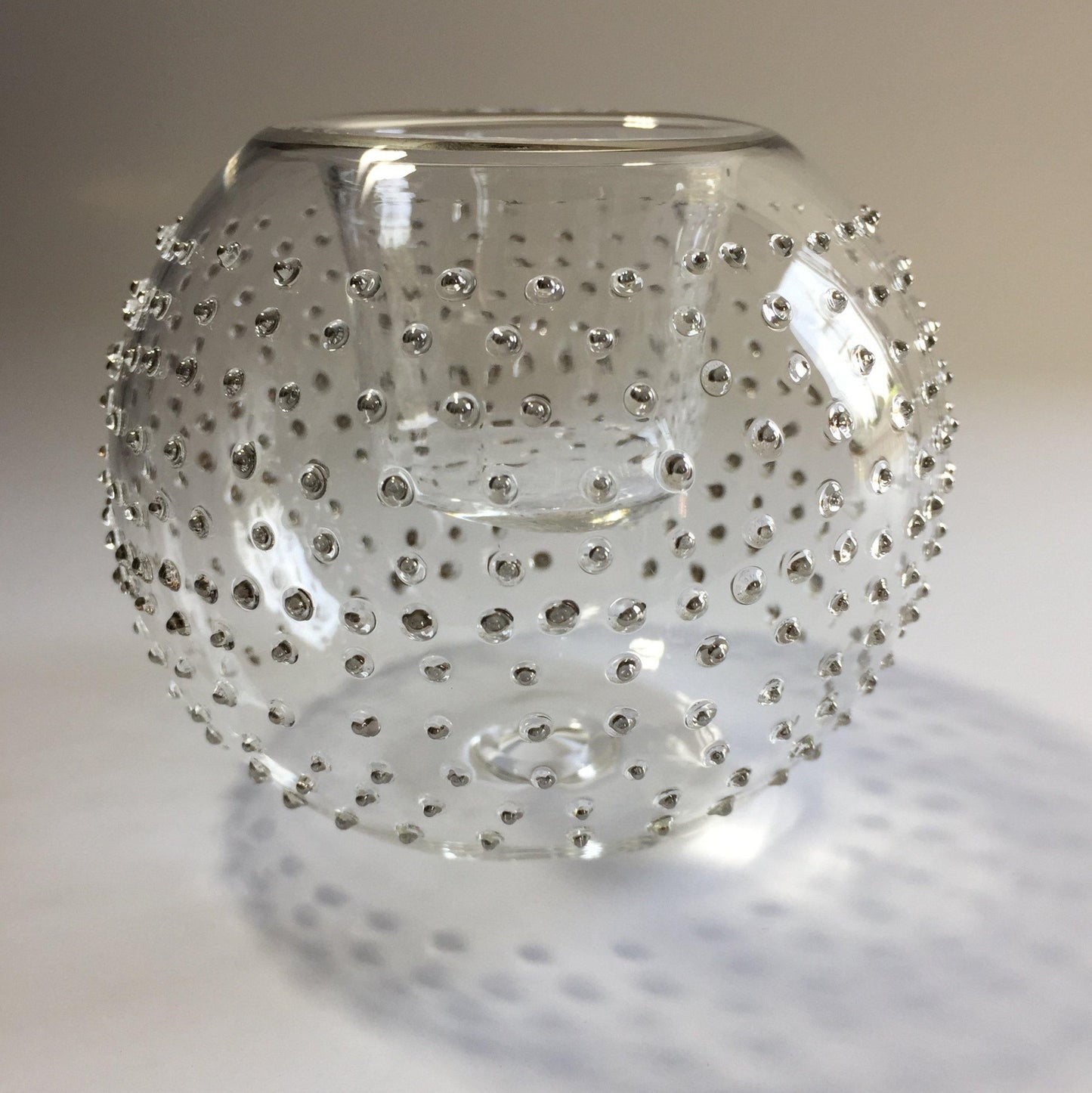 Blown Glass Candle Holder - Silver Dots