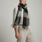 Handwoven Viscose Rayon Plaid Handwoven Scarf - Black & White, Fair Trade, Ethical Fashion