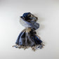 Handwoven Plaid Viscose Rayon Scarf - Blue & Beige, Fair Trade Handmade, Ethical Fashion