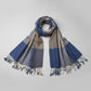 Handwoven Plaid Viscose Rayon Scarf - Blue & Beige, Fair Trade Handmade, Ethical Fashion