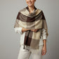 Plaid Handwoven Bamboo Viscose Rayon Scarf - Beige & Brown, Fair Trade