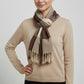 Plaid Handwoven Bamboo Viscose Rayon Scarf - Beige & Brown, Fair Trade