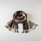 Plaid Handwoven Bamboo Viscose Rayon Scarf - Beige & Brown, Fair Trade