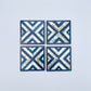 Set of four square wood coasters inlaid with mother of pearl in a geometric pattern, fair trade handmade, arabesque marquetry