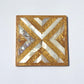 Set of four square wood coasters inlaid with mother of pearl in a geometric pattern, fair trade handmade, arabesque marquetry