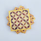 Set of four square wood coasters inlaid with mother of pearl in a geometric pattern, fair trade handmade, arabesque marquetry