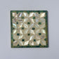 Set of four square wood coasters inlaid with mother of pearl in a geometric pattern, fair trade handmade, arabesque marquetry