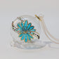 Fair Trade Hand-Blown Glass Ornament - Turquoise Flower with Gold Detail, Ethically Handmade