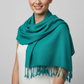 Dandarah Fair Trade Solid Handwoven Bamboo Viscose Scarf, Aqua, Ethically Handmade
