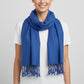 Dandarah Fair Trade Solid Handwoven Bamboo Viscose Scarf, Blue, Ethically Handmade