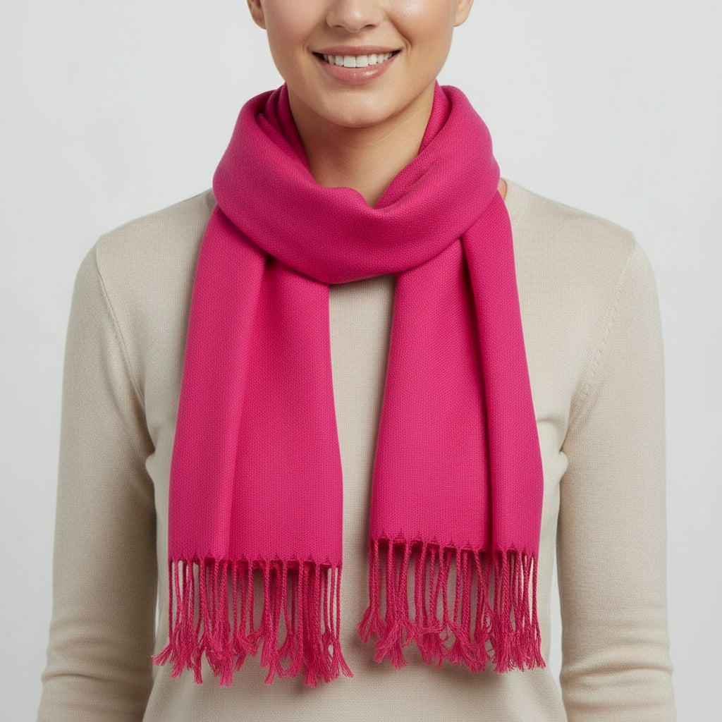 Dandarah Fair Trade Solid Handwoven Bamboo Viscose Scarf, Fuchsia, Ethically Handmade