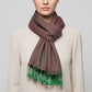 Dandarah Fair Trade Solid Handwoven Bamboo Viscose Scarf, Green and Fuchsia, Ethically Handmade