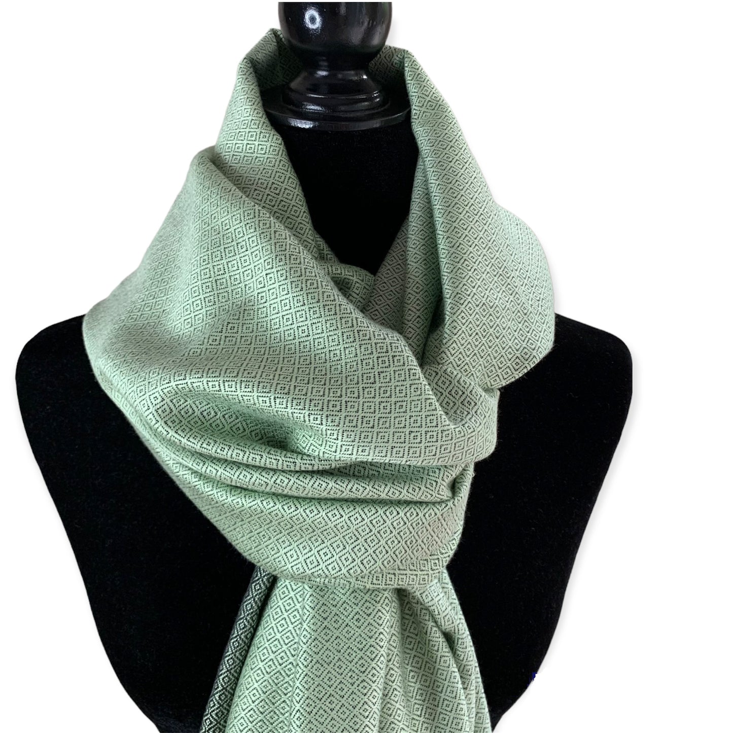 Double-faced Diamond Handwoven Bamboo Viscose Shawl - Pistachio