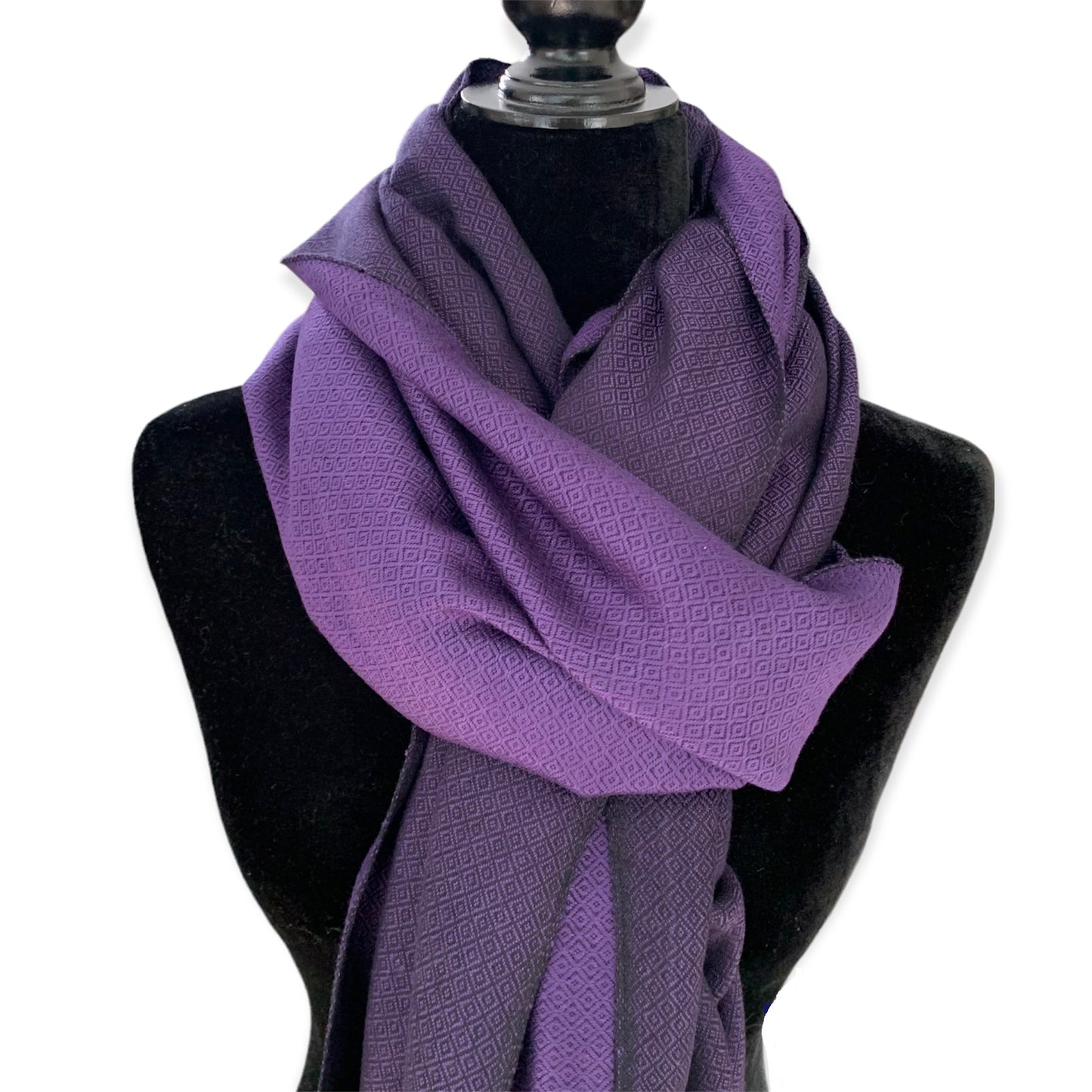 Reversable Diamond Handwoven Bamboo Viscose Shawl - Purple