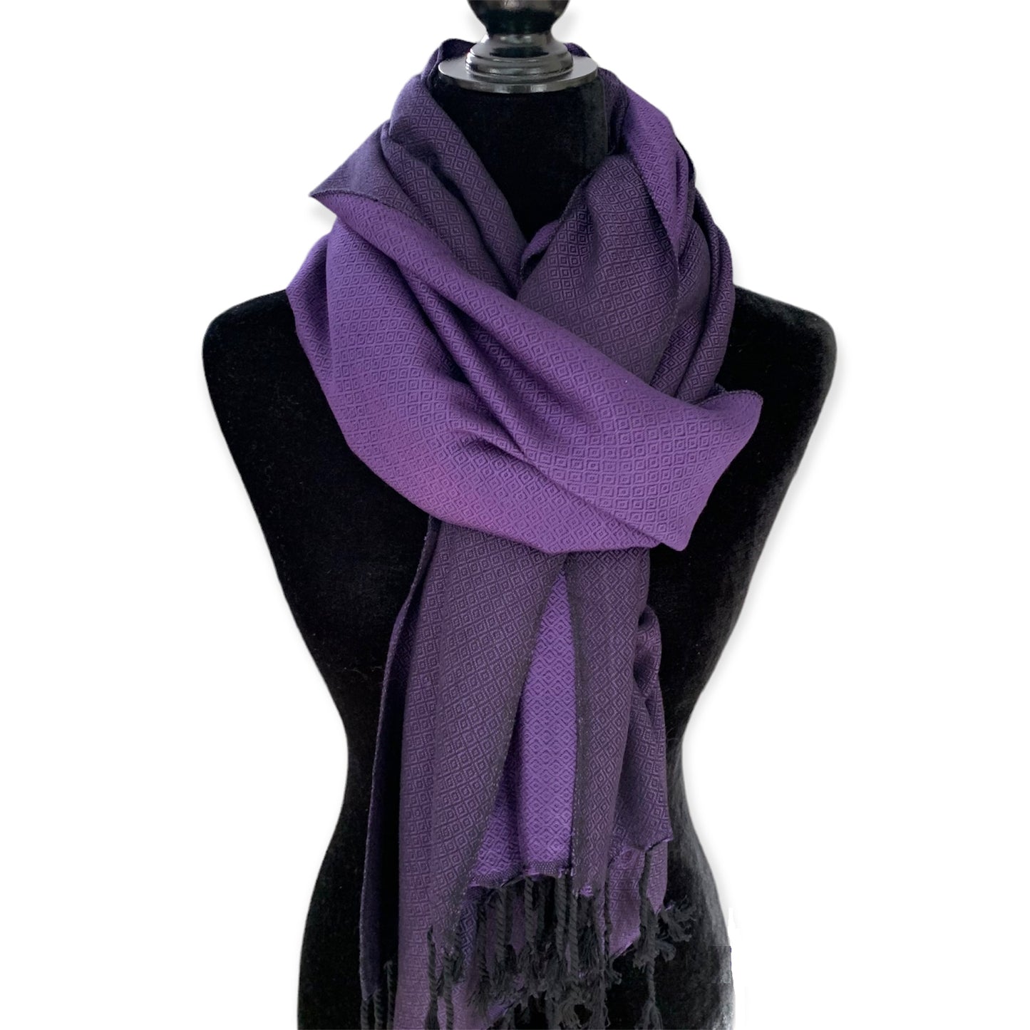 Reversable Diamond Handwoven Bamboo Viscose Shawl - Purple