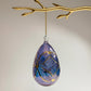 Fair Trade Blown Glass Egg Ornament -  Engraved Flowers in Purple, Ethically Handmade