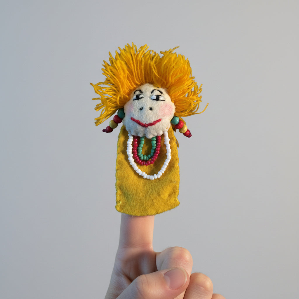 Fair Trade Handmade Finger Puppet - Dandarah, Ethcially Hand-sewn by women artisans