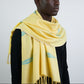 Fair Trade Handwoven Bamboo Viscose Scarf - Feathers Yellow & Turquoise, Ethically Handmade