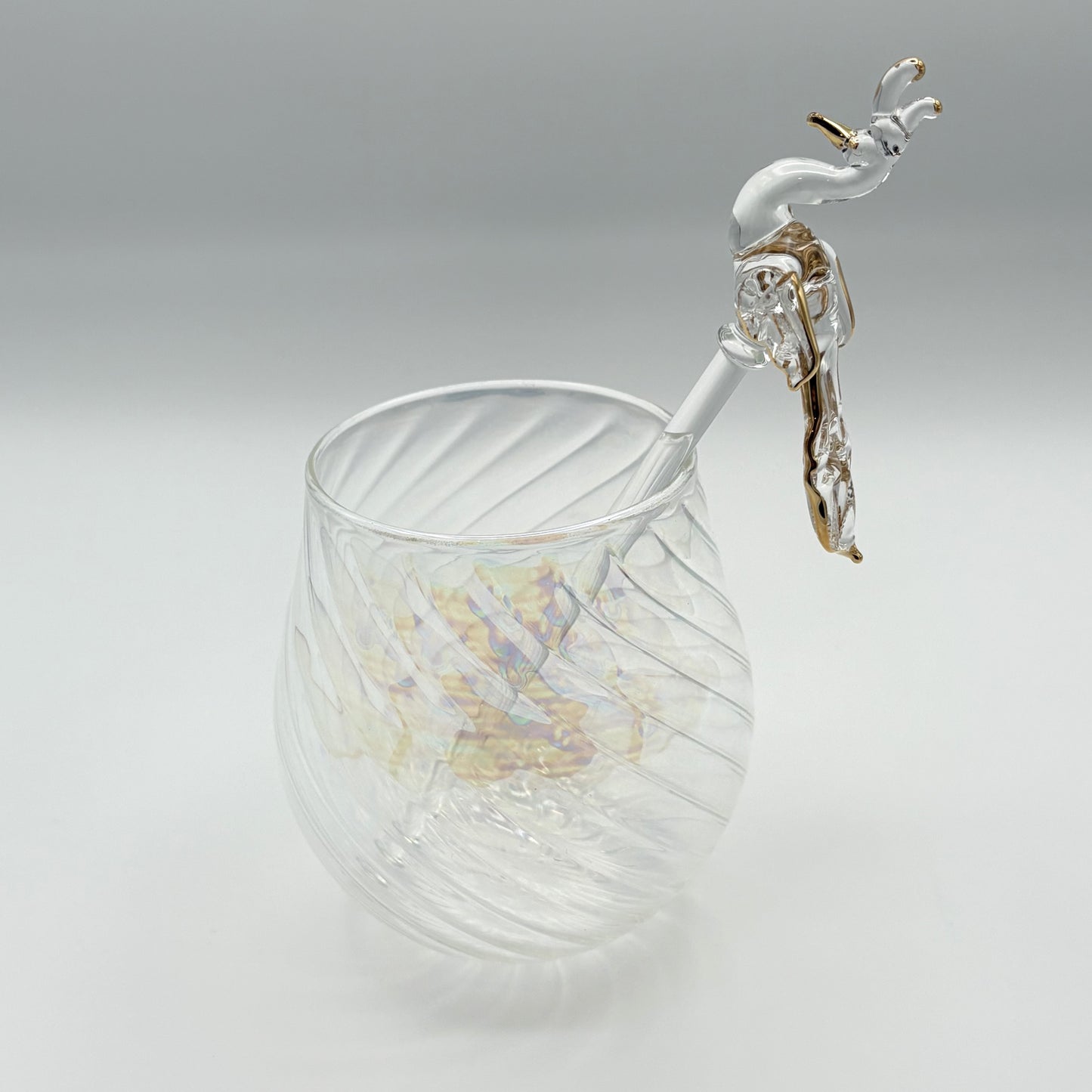 Blown Glass Cocktail Stirrer - Peacock