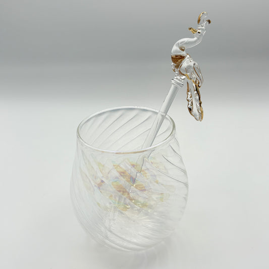 Blown Glass Cocktail Stirrer - Peacock