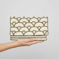 Fair Trade Gold & Off-white Papyrus Hand-beaded Flap Clutch, Sustainable Fashion, Ethically Handmade