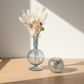 Light blue blown glass tealight candle holder and bud vase, fair trade handcrafted
