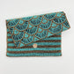 Papyrus Hand-beaded Flap Clutch with Gold Chain - Aqua Blue
