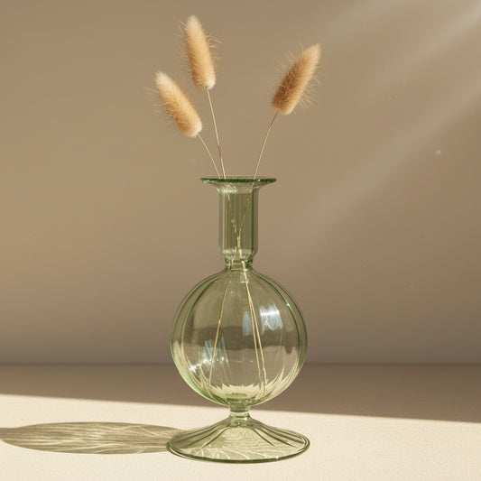 Fair Trade Hand-blown Glass Vase - Bauble Green, Ethically Handmade