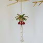 Fair Trade, Handcrafted Palm Tree Shaped Glass Ornament with Gold Detail