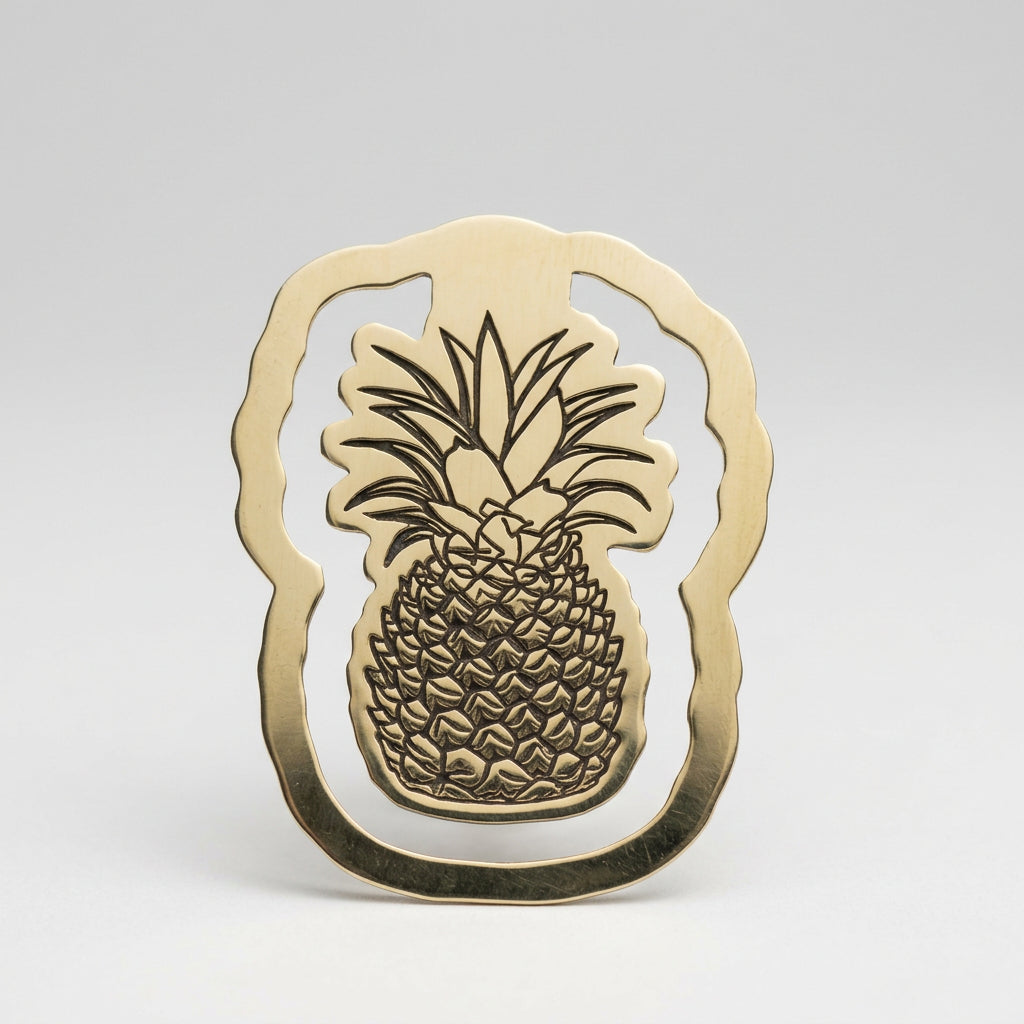 Handmade brass pineapple-shaped bookmark