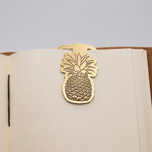Handmade brass pineapple-shaped bookmark