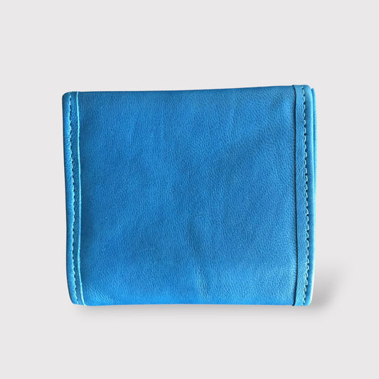 Handmade Leather Wallet with Hand Embroidery - Euro Wallet - Dandarah, Blue