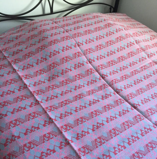 Handwoven Egyptian Cotton Bedcover: Gray & Rosewood Diamonds - Double/Queen