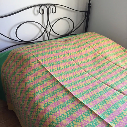 Handwoven Egyptian Cotton Bedcover: Pastel Diamonds - Double/Queen