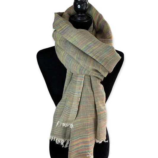 Handwoven Linen Scarf - Variegated Pastel