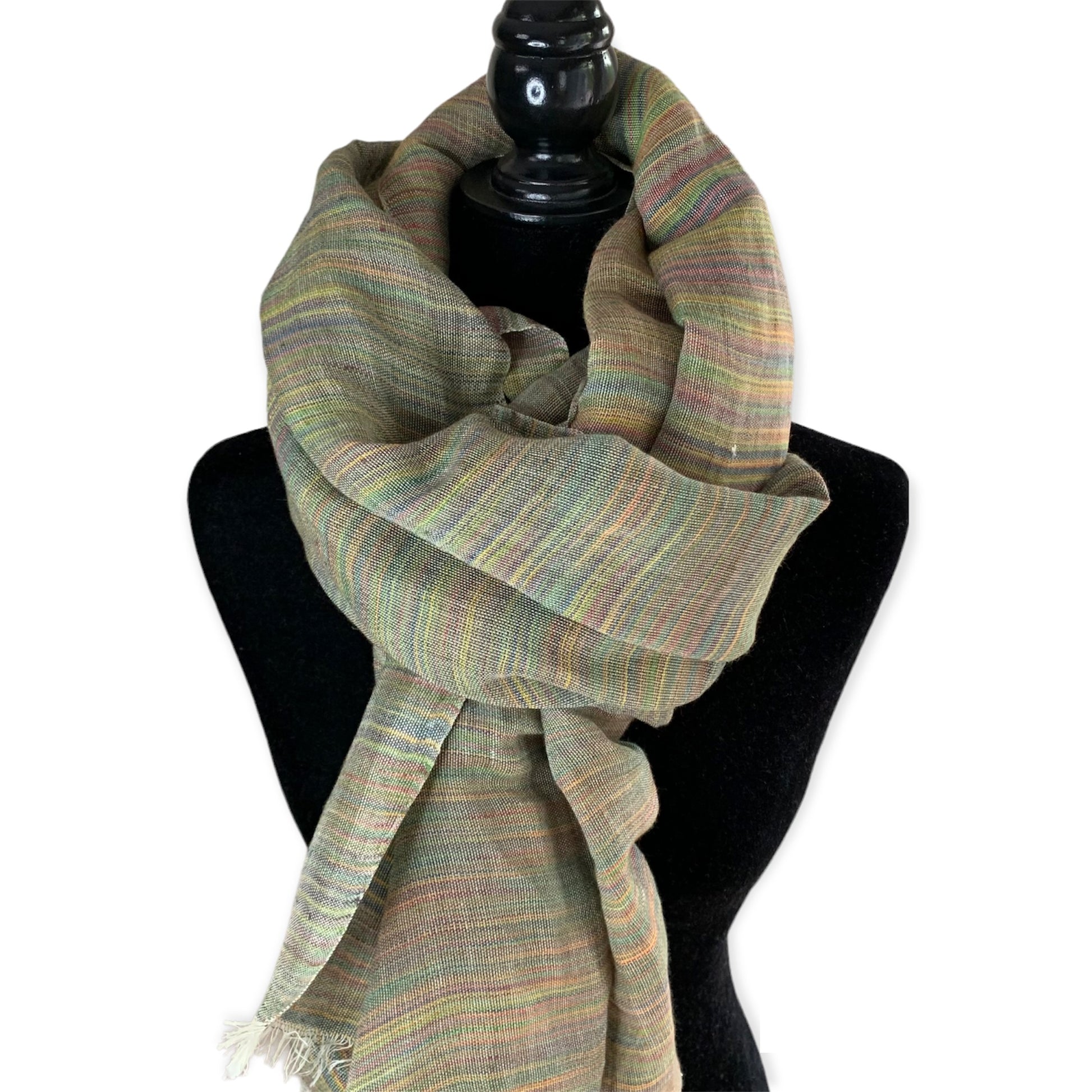Handwoven Linen Scarf - Variegated Pastel