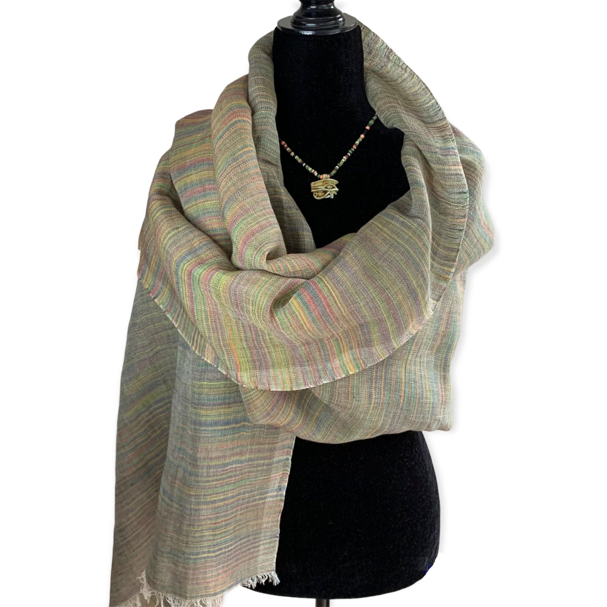 Handwoven Linen Scarf - Variegated Pastel