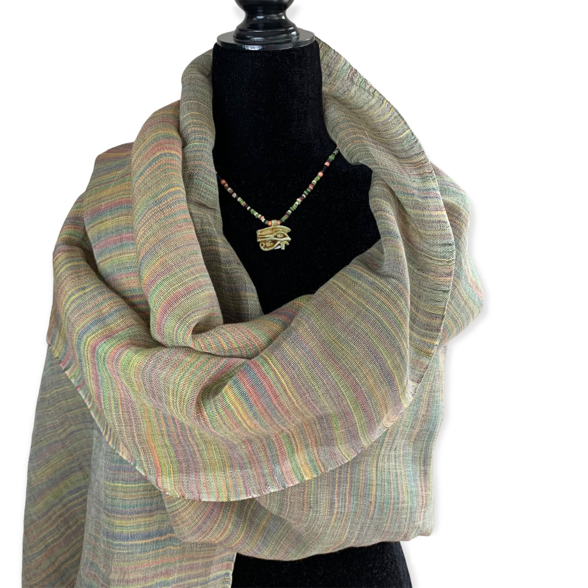 Handwoven Linen Scarf - Variegated Pastel