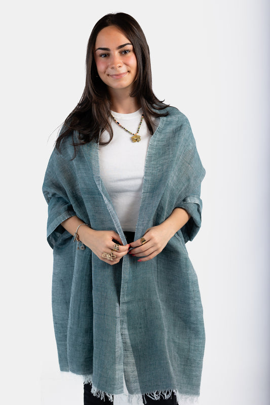 Linen Handwoven Scarf - Pine Green