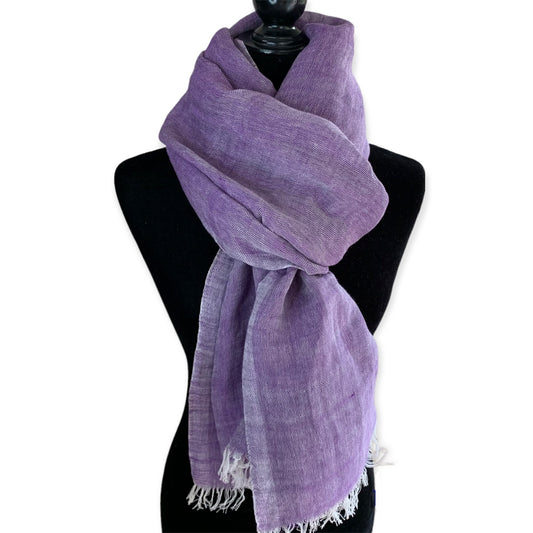 Handwoven Linen Scarf - Violet