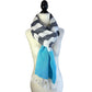 Handwoven Nautical Stripe with Turquoise Band Scarf