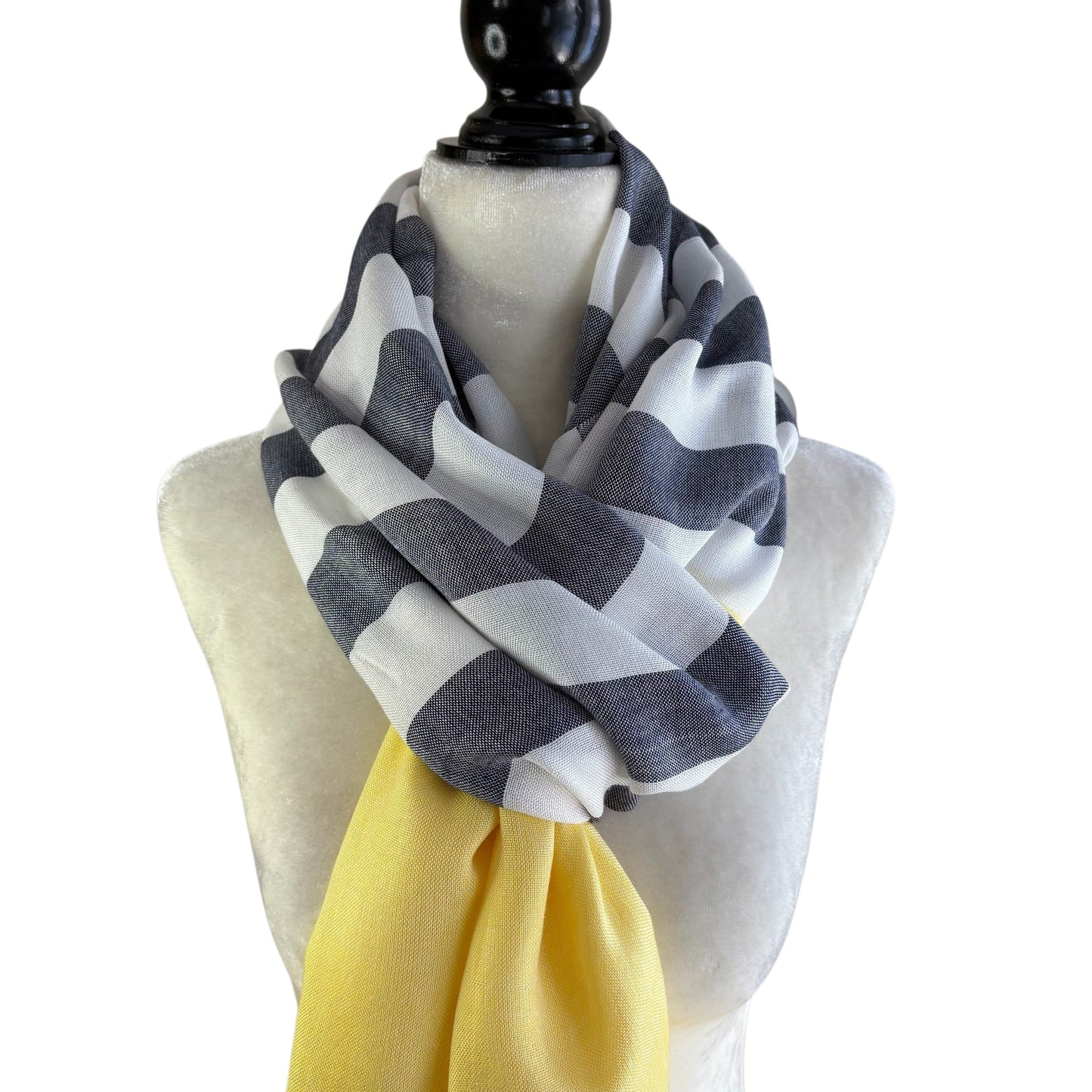 Ethically Handwoven Nautical Stripe with Yellow Band Scarf