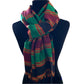 Horizontally Striped Handwoven Scarf - Green & Burgundy