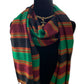 Horizontally Striped Handwoven Scarf - Green & Burgundy
