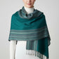 Fair Trade Pencil Striped-frame Handwoven Bamboo Viscose Scarf - Pine Green, Sustainable Ethical Fashion